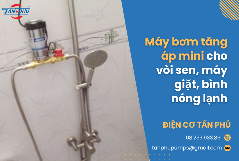 Máy bơm tăng áp mini cho vòi sen, máy giặt, bình nóng lạnh